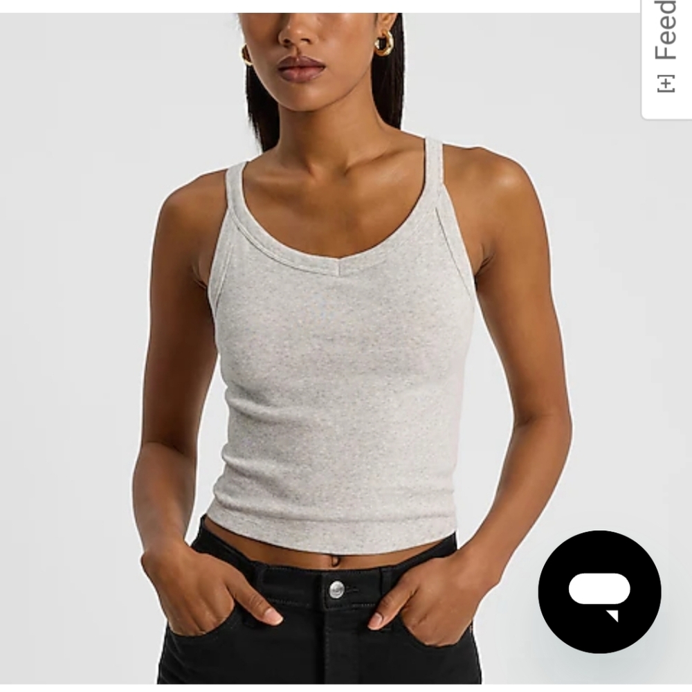 Fitted scoop neck cropped tank Medium Heather Grey